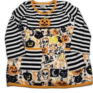 Toddler Girl's Halloween Jack-o-Lantern Striped Dress Size Medium Pumpkin Spooky